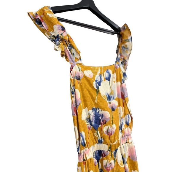 NEW!! LUCCA COILUTURE Khloe Terracotta Gold Floral Romper Size Large Flounce Ruf - Picture 5 of 15
